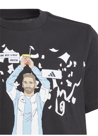 Adidas Siyah Erkek Çocuk Bisiklet Yaka Kısa Kollu Düz T-Shirt IB4907 Y MESSI G T_1