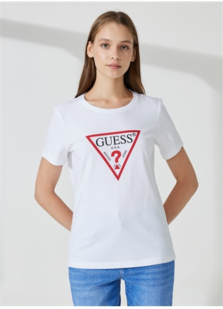 Guess Bisiklet Yaka Beyaz Kadın T-Shirt W1YI1BI3Z14G011_0