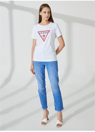 Guess Bisiklet Yaka Beyaz Kadın T-Shirt W1YI1BI3Z14G011_1