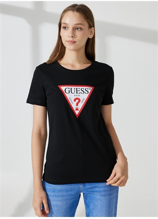 Guess Bisiklet Yaka Siyah Kadın T-Shirt W1YI1BI3Z14JBLK