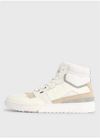 Tommy Hilfiger Bej Erkek Deri Sneaker TH BASKET BETTER MIDCUT LTH MIX