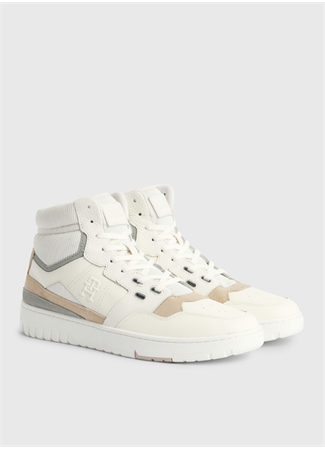 Tommy Hilfiger Bej Erkek Deri Sneaker TH BASKET BETTER MIDCUT LTH MIX_1