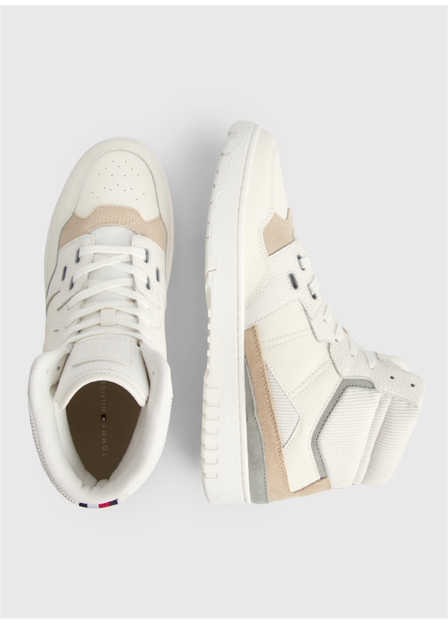 Tommy Hilfiger Bej Erkek Deri Sneaker TH BASKET BETTER MIDCUT LTH MIX_2