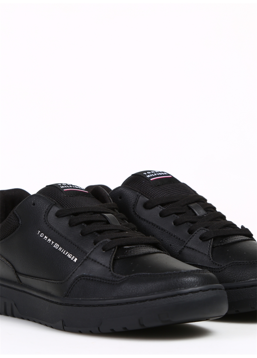 Tommy Hilfiger Siyah Erkek Deri Sneaker TH CORE LEATHER_4