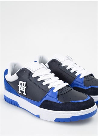 Tommy Hilfiger Mavi Erkek Deri Sneaker TH BASKET STREET MIX_4