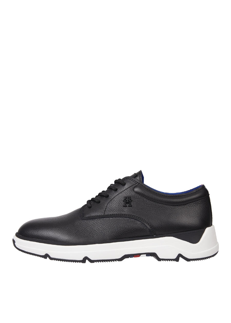 Tommy Hilfiger Siyah Erkek Deri Sneaker PREMIUM TH LEATHER HYBRID SHOE