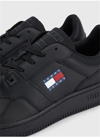 Tommy Hilfiger Siyah Erkek Deri Sneaker RETRO BASKET ESS_6