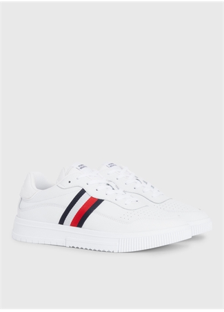 Tommy Hilfiger Beyaz Erkek Deri Sneaker SUPERCUP LEATHER STRIPES_2