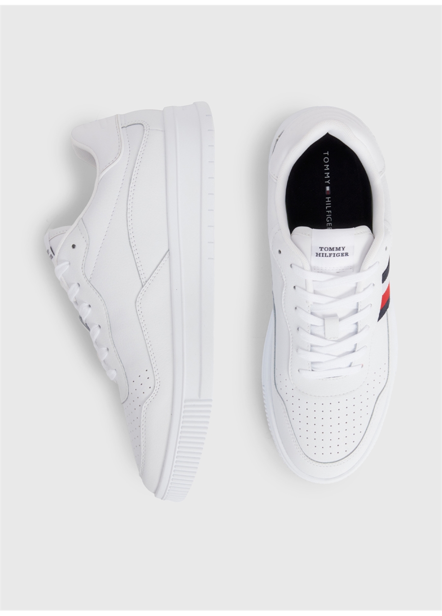 Tommy Hilfiger Beyaz Erkek Deri Sneaker SUPERCUP LEATHER STRIPES_3