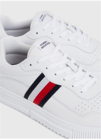 Tommy Hilfiger Beyaz Erkek Deri Sneaker SUPERCUP LEATHER STRIPES_6