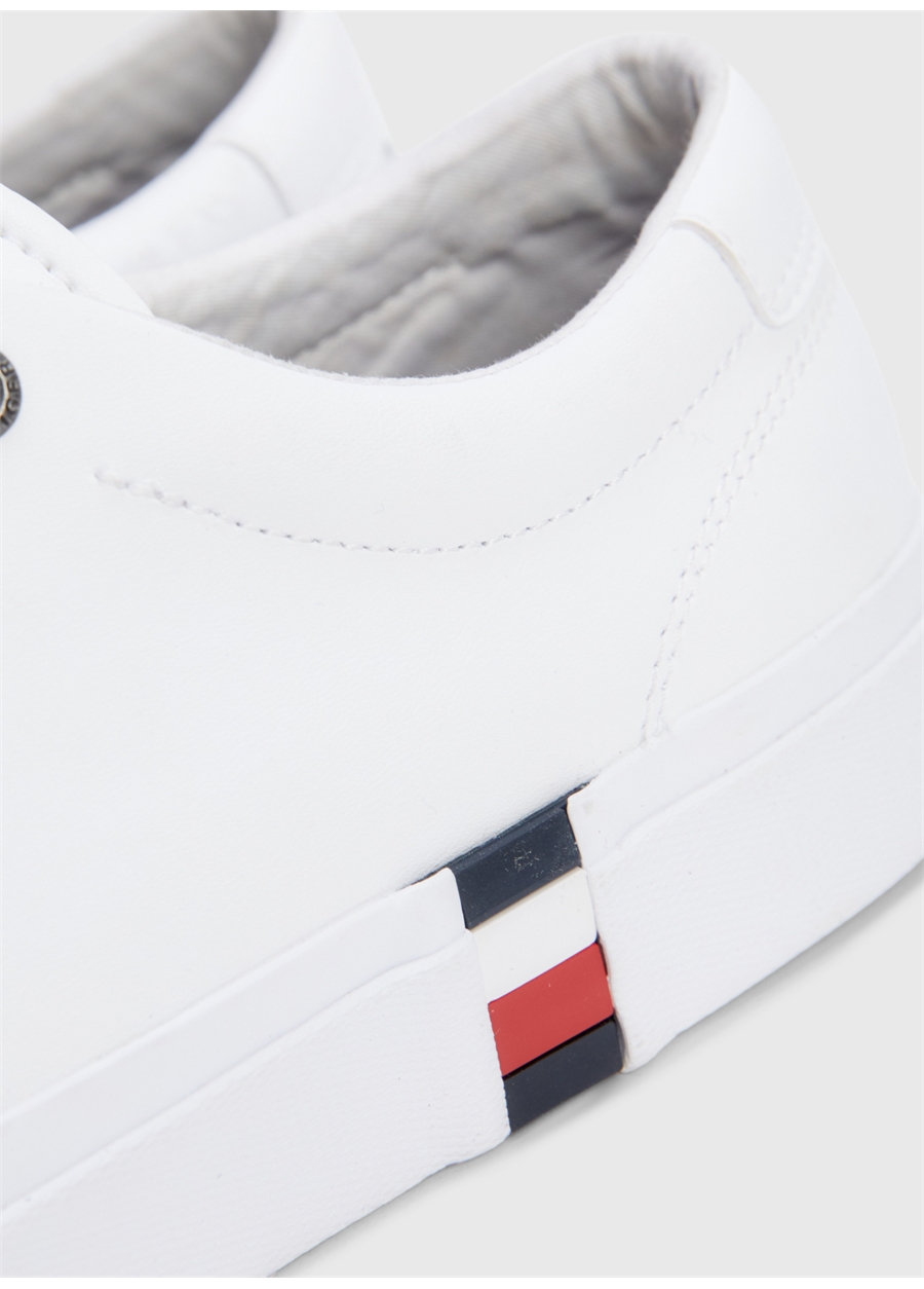 Tommy Hilfiger Beyaz Erkek Deri Sneaker CORPORATE LEATHER DETAIL VULC_3