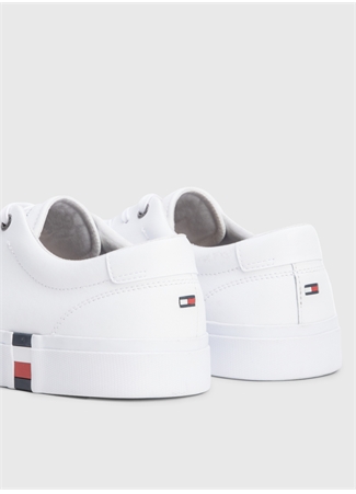 Tommy Hilfiger Beyaz Erkek Deri Sneaker CORPORATE LEATHER DETAIL VULC_4