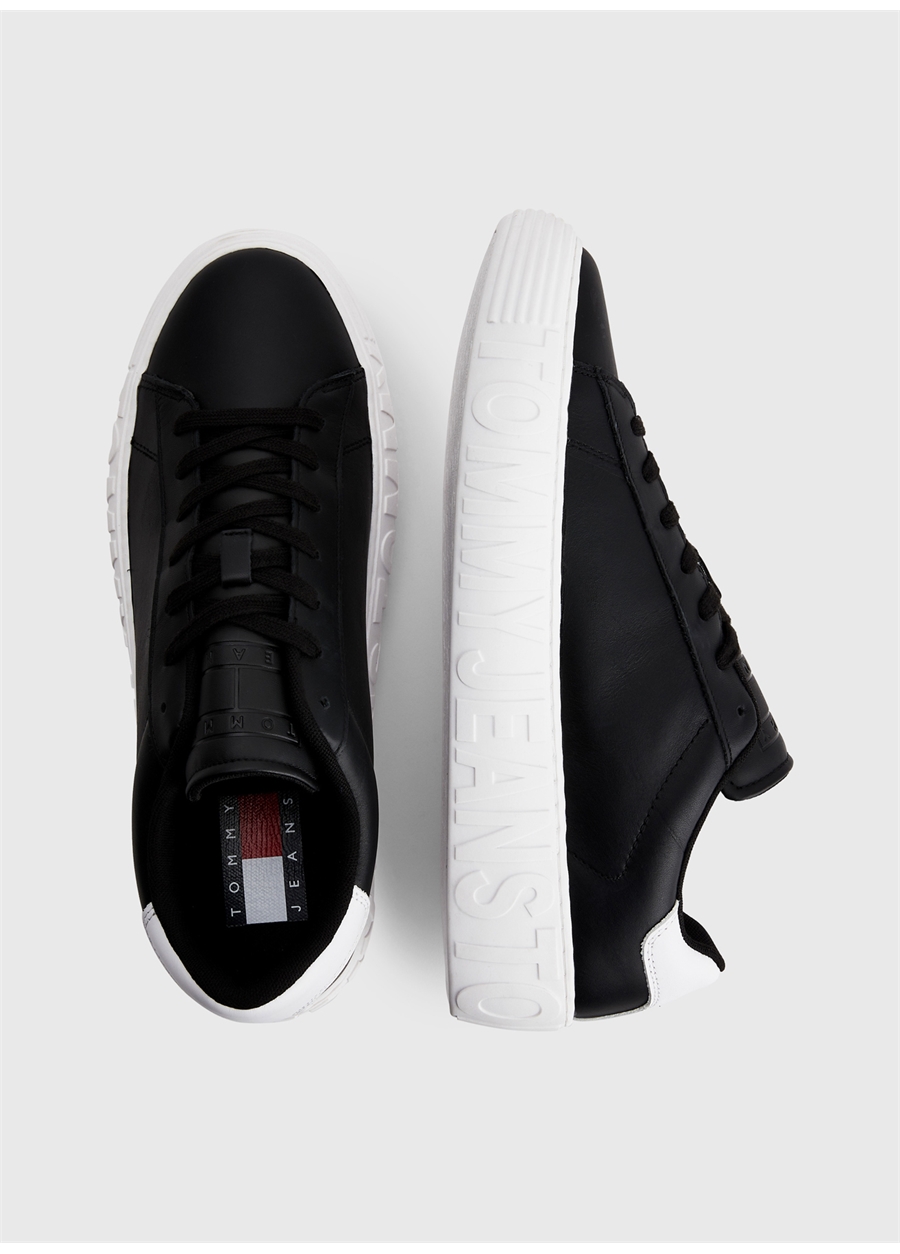 Tommy Hilfiger Siyah Erkek Deri Sneaker LEATHER OUTSOLE_3