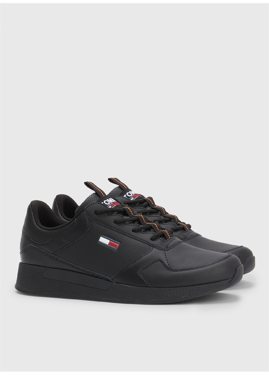 Tommy Hilfiger Siyah Erkek Deri Sneaker FLEXI RUNNER_2