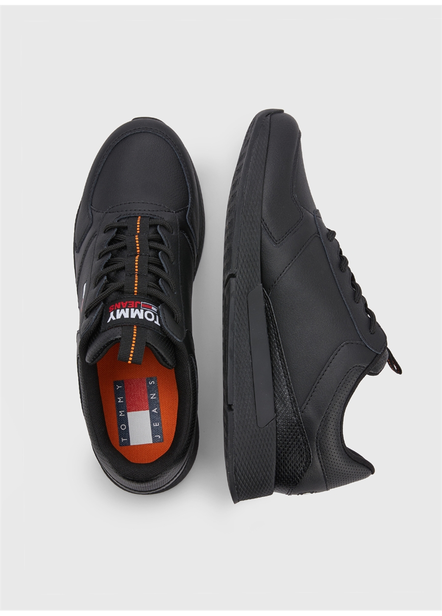 Tommy Hilfiger Siyah Erkek Deri Sneaker FLEXI RUNNER_3