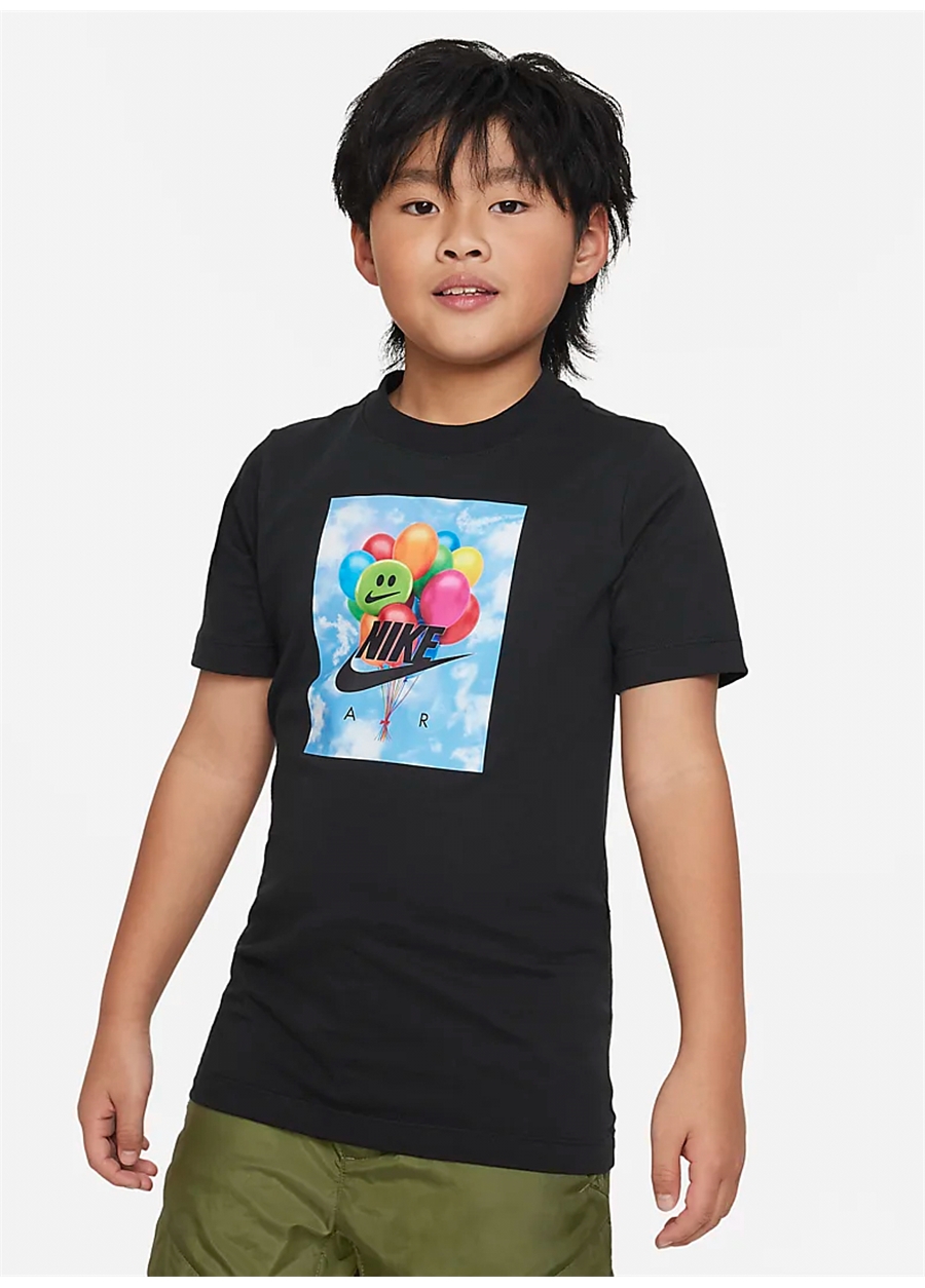 Nike Çocuk Siyah Bisiklet Yaka T-Shirt FD2664-010 U NSW TEE CREATE PACK 1