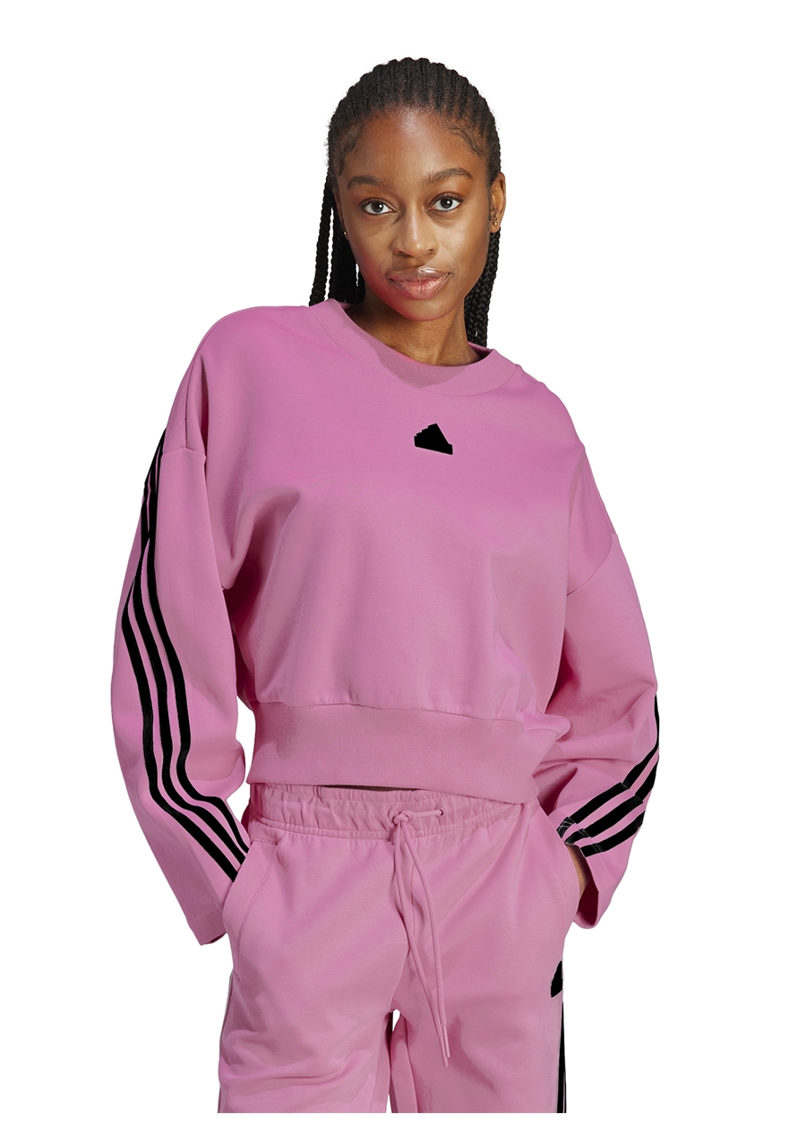 Adidas Pembe Kadın Kapüşon Yaka Regular Fit Sweatshirt IL3054-W FI 3S CREW PNK