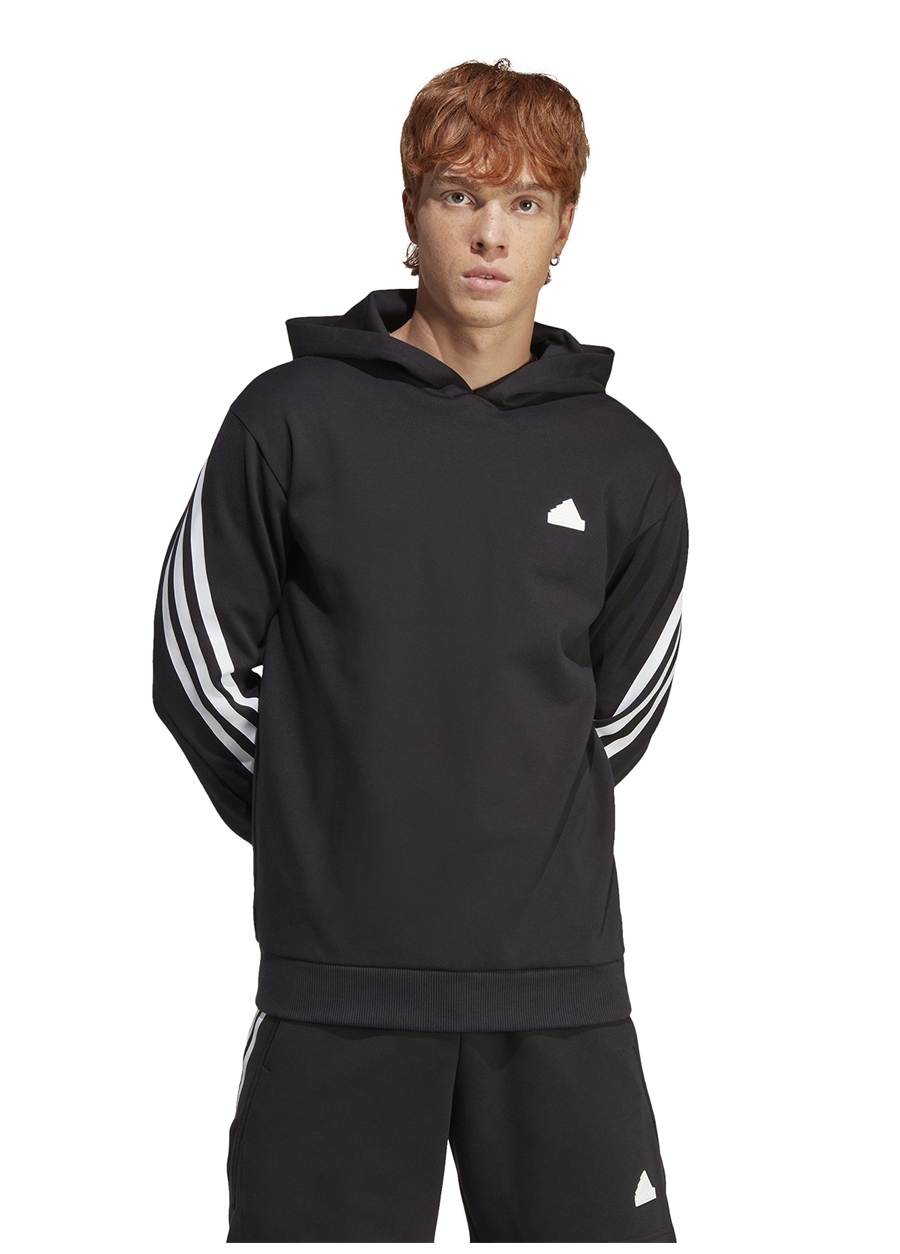 Adidas Siyah Erkek Kapüşon Yaka Regular Fit Sweatshirt IC6710-M FI 3S HD BLA