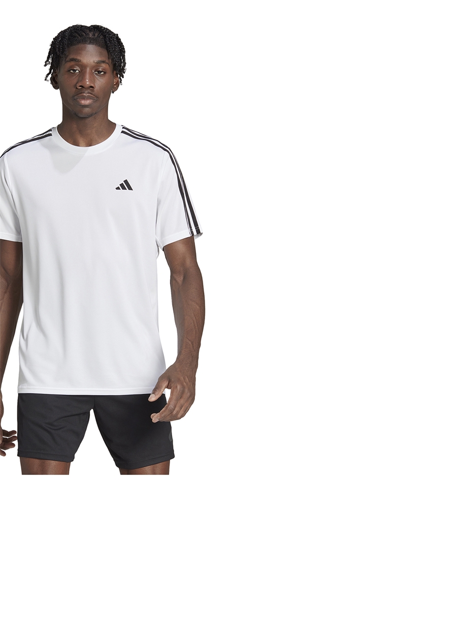 Adidas Beyaz Erkek Yuvarlak Yaka Dar T-Shirt IB8151-TR-ES BASE 3S T WHI