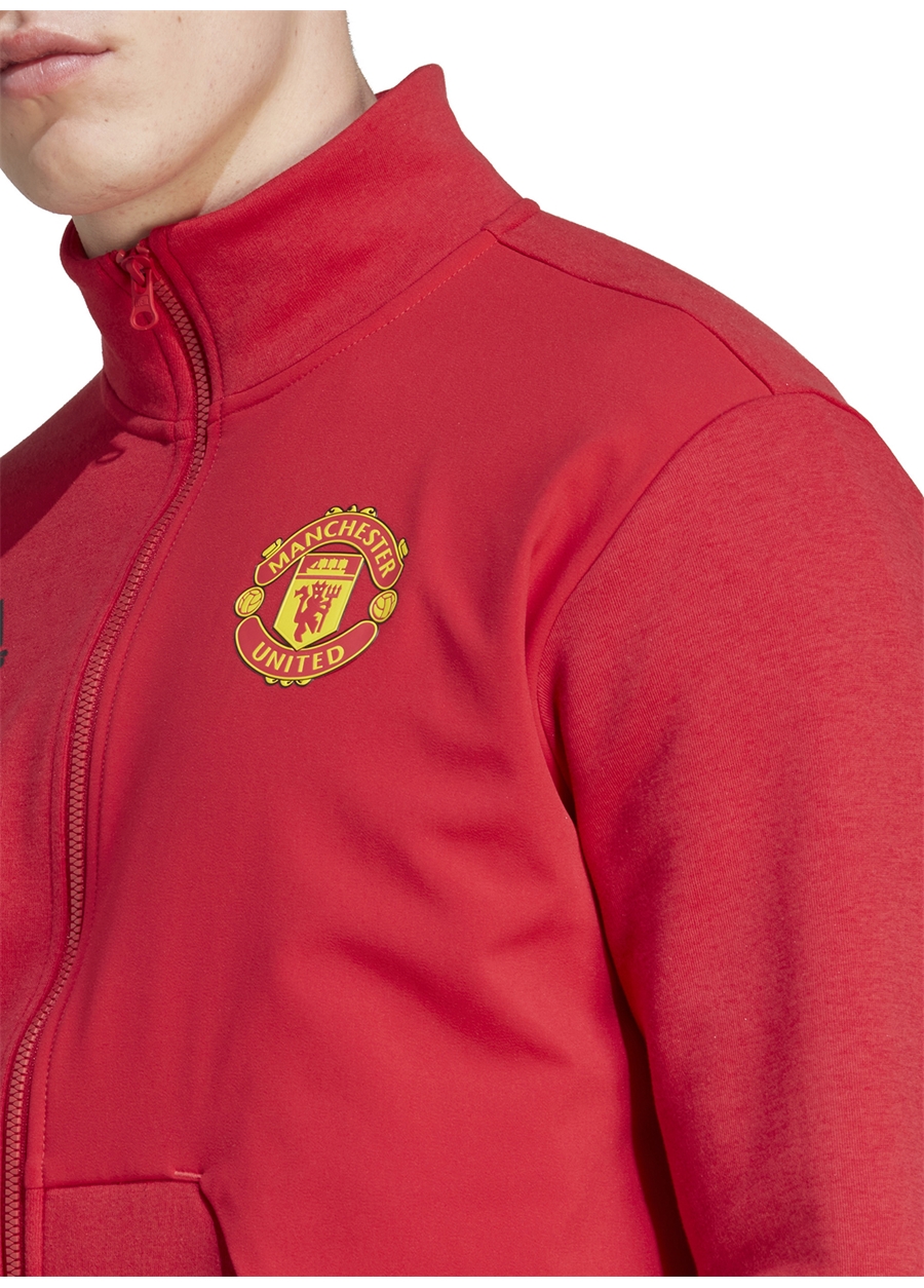 Adidas Kırmızı Erkek Dik Yaka Regular Fit Zip Ceket IA8564-MUFC ANTH JKT REA_1