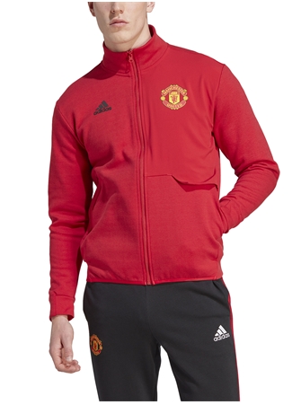 Adidas Kırmızı Erkek Dik Yaka Regular Fit Zip Ceket IA8564-MUFC ANTH JKT REA_3