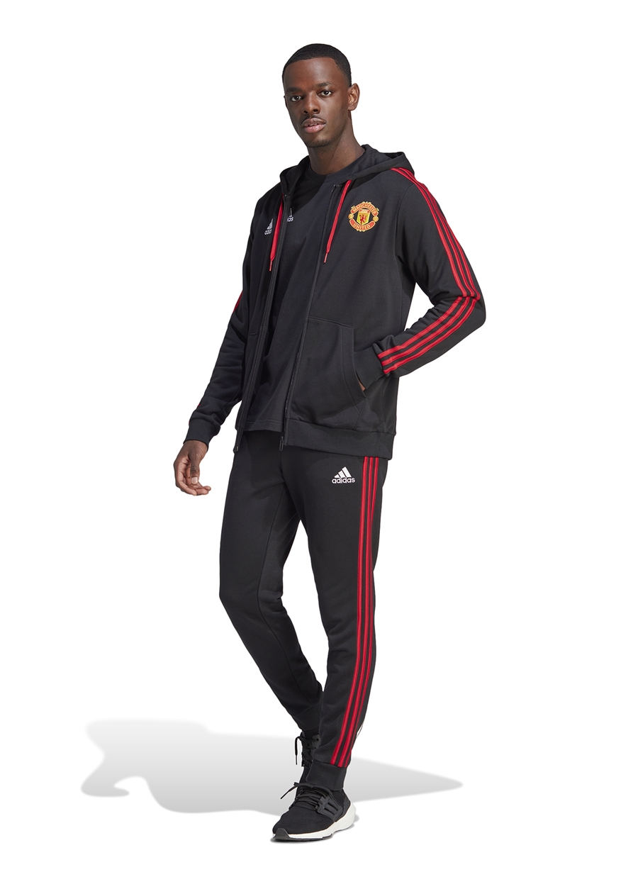 Adidas Siyah Erkek Kapüşonlu Regular Fit Zip Ceket IA8529-MUFC DNA FZ HD BLA_0