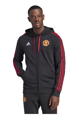 Adidas Siyah Erkek Kapüşonlu Regular Fit Zip Ceket IA8529-MUFC DNA FZ HD BLA_1