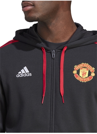 Adidas Siyah Erkek Kapüşonlu Regular Fit Zip Ceket IA8529-MUFC DNA FZ HD BLA_2