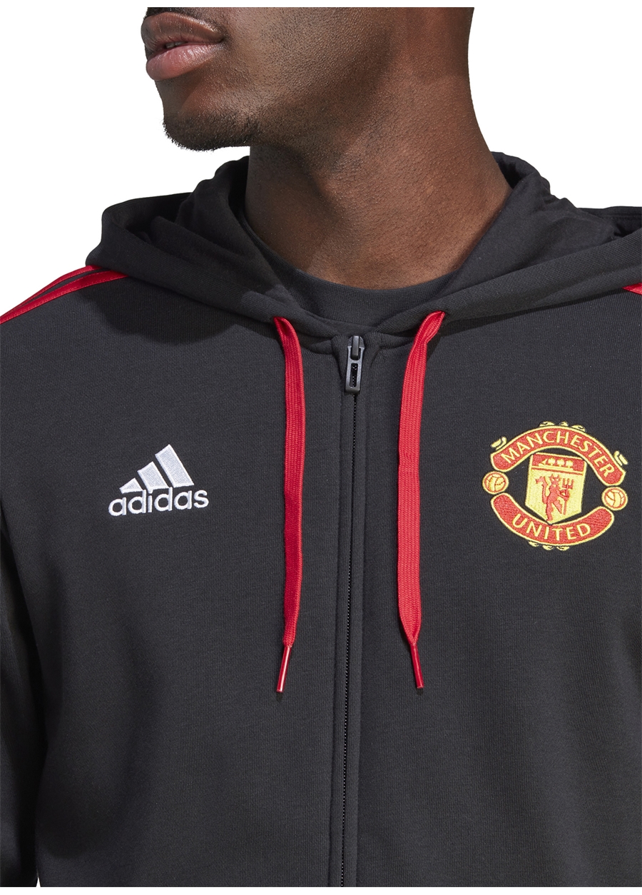 Adidas Siyah Erkek Kapüşonlu Regular Fit Zip Ceket IA8529-MUFC DNA FZ HD BLA_2