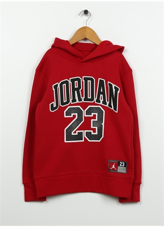 Nike Çocuk Kırmızı Kapüşonlu Baskılı Sweatshirt 95C479-R78 JDB JORDAN HBR FLC PO HO_0