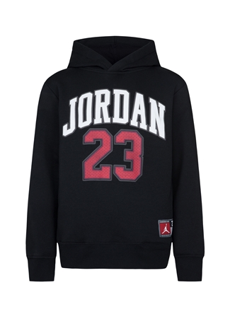 Nike Çocuk Siyah Kapüşonlu Baskılı Sweatshirt 95C479-023 JDB JORDAN HBR FLC PO HO_0