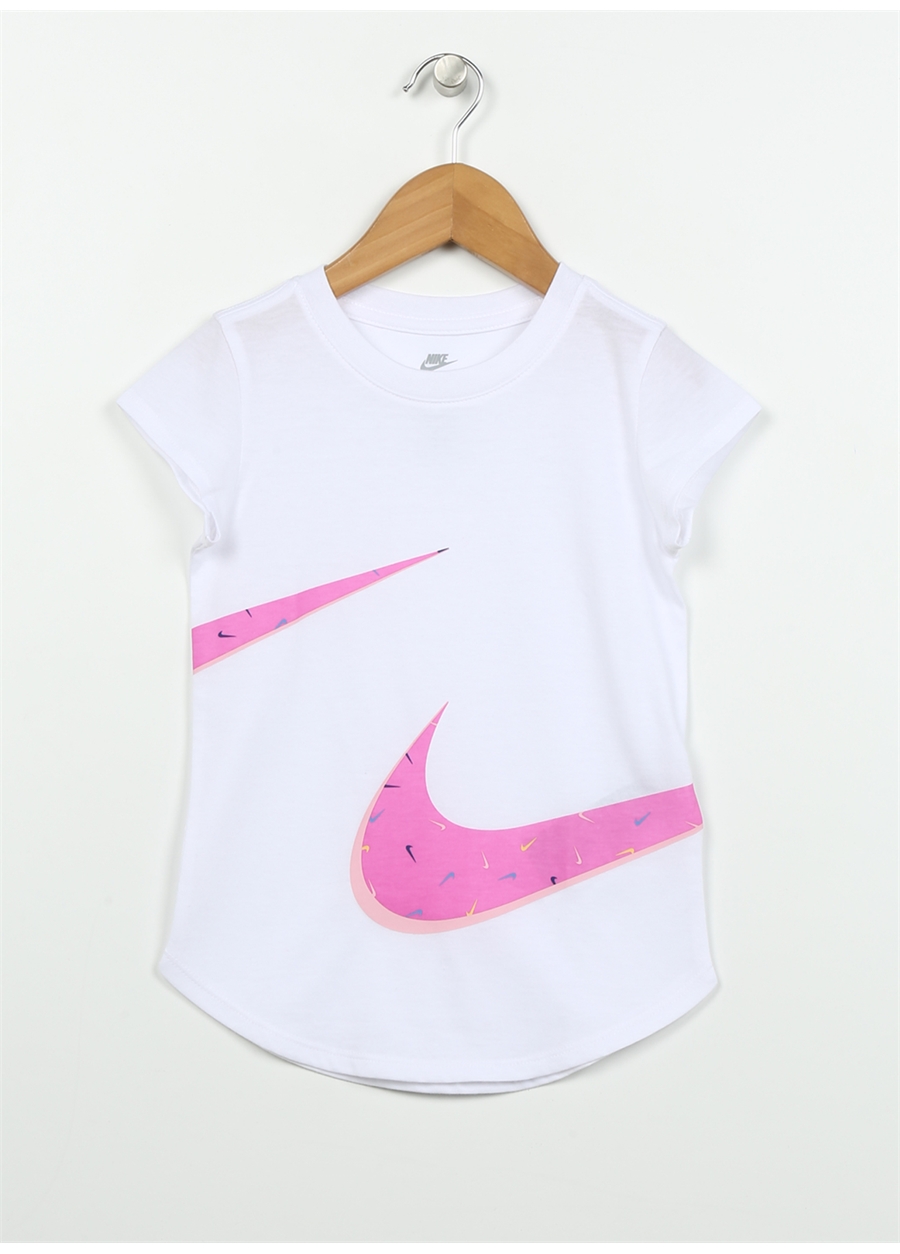 Nike Çocuk Beyaz Bisiklet Yaka Baskılı T-Shirt 36L052-001 NKG SWOOSHFETTI LOGO TEE_0