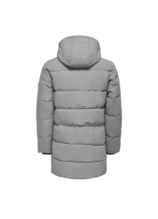 Only & Sons Gri Erkek Kapüşon Yaka Mont 22020156_ONSCARL LIFE LONG QUILTED_5