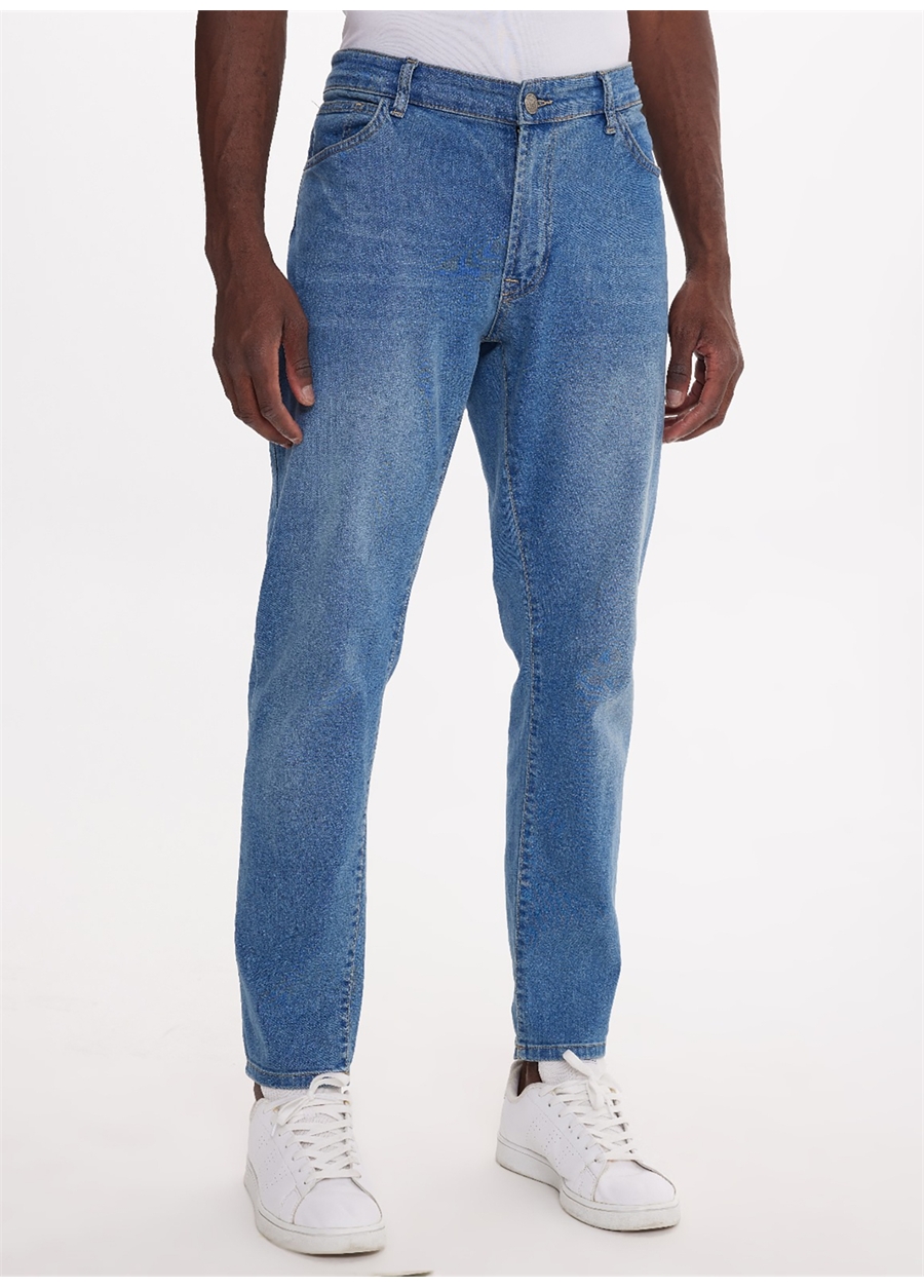 The Crow Normal Bel Dar Mavi Erkek Denim Pantolon TC5002