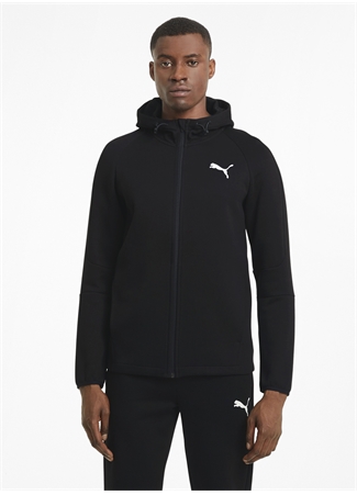 Puma Siyah Erkek Yuvarlak Yaka Regular Fit Sweatshirt 58581201 EVOSTRIPE Core FZ Hoodie