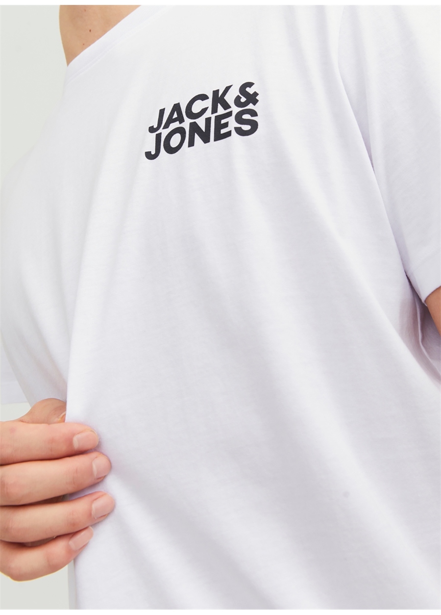 Jack & Jones Yuvarlak Yaka Beyaz Erkek T-Shirt 12151955_JJECORP LOGO TEE SS O-NECK_5