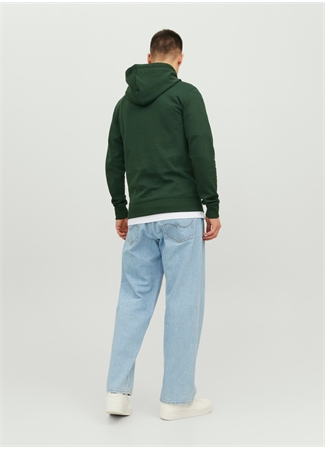 Jack & Jones Kapüşon Yaka Koyu Yeşil Erkek Sweatshırt 12182537_JJEBASIC SWEAT HOOD NOOS_5