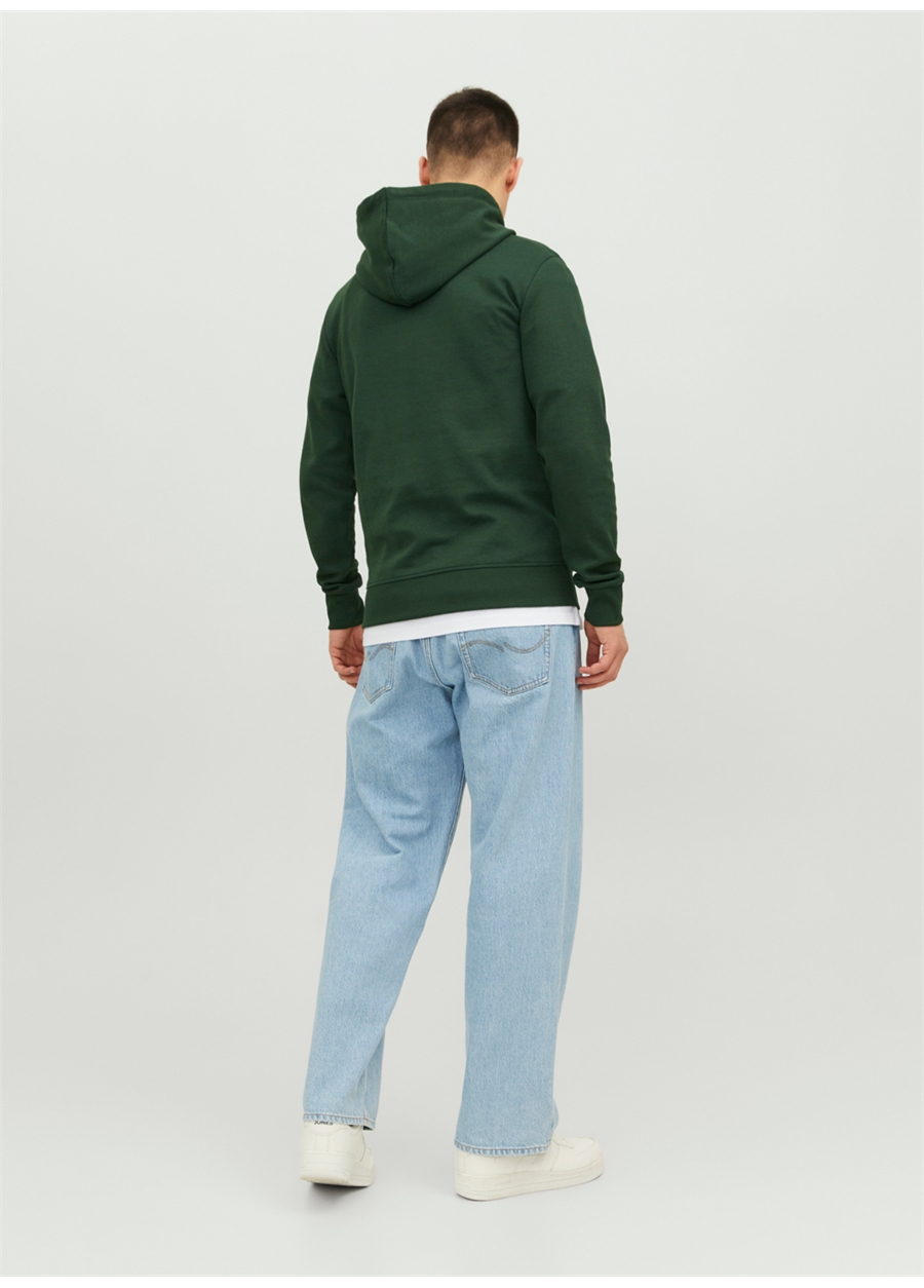 Jack & Jones Kapüşon Yaka Koyu Yeşil Erkek Sweatshırt 12182537_JJEBASIC SWEAT HOOD NOOS_5