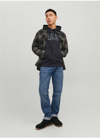 Jack & Jones Kapüşon Yaka Siyah Erkek Sweatshırt 12152840_JJECORP LOGO SWEAT HOOD NO