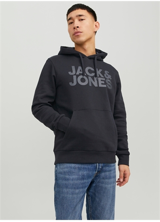 Jack & Jones Kapüşon Yaka Siyah Erkek Sweatshırt 12152840_JJECORP LOGO SWEAT HOOD NO_4