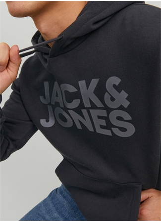 Jack & Jones Kapüşon Yaka Siyah Erkek Sweatshırt 12152840_JJECORP LOGO SWEAT HOOD NO_5