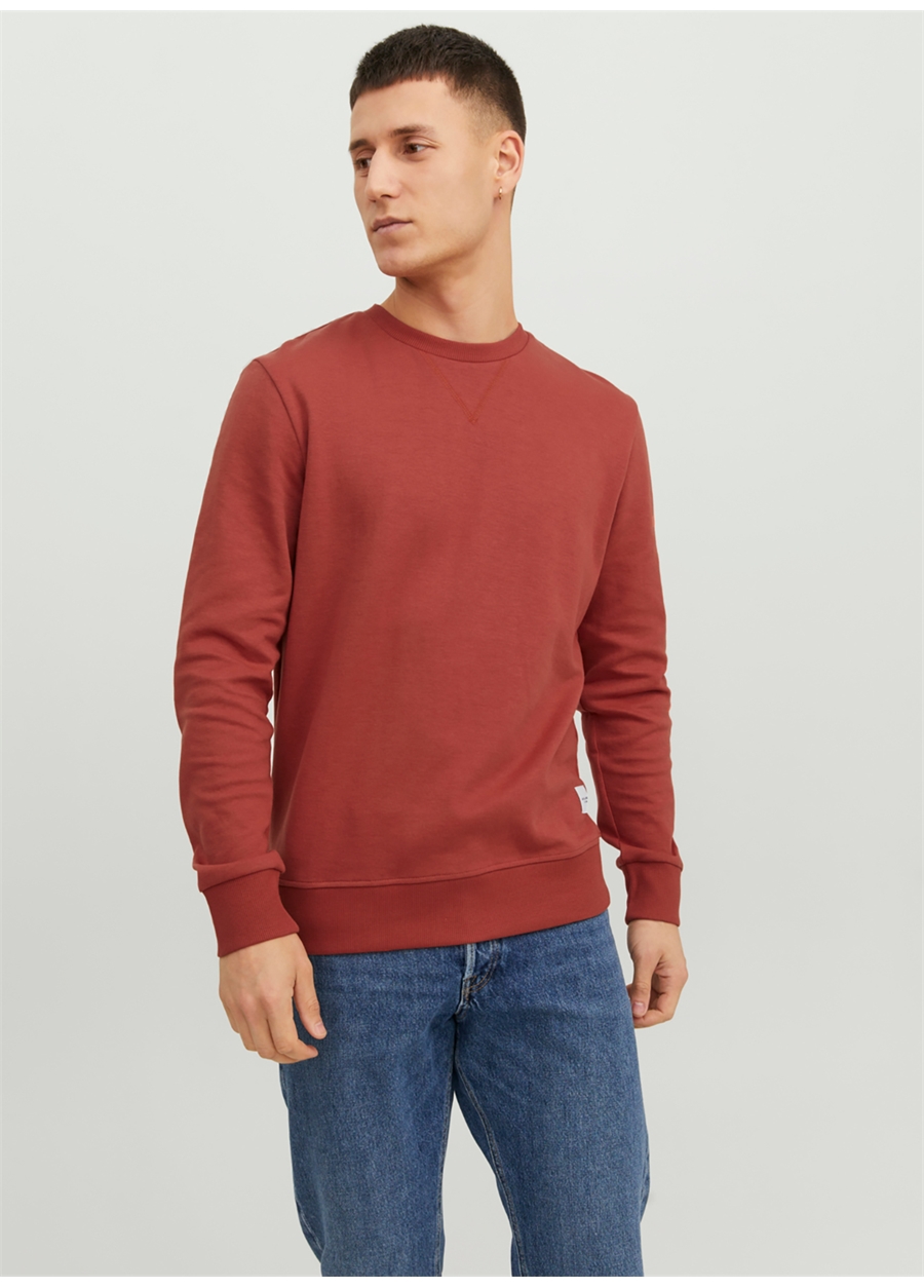 Jack & Jones Yuvarlak Yaka Kırmızı Erkek Sweatshırt 12181903_JJEBASIC SWEAT CREW NECK N_4