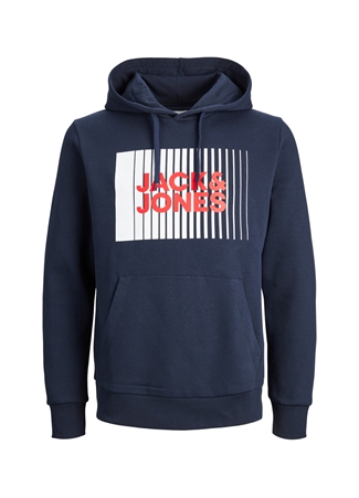 Jack & Jones Kapüşon Yaka Lacivert Erkek Sweatshırt 12233599_JJECORP LOGO SWEAT HOOD PL_3