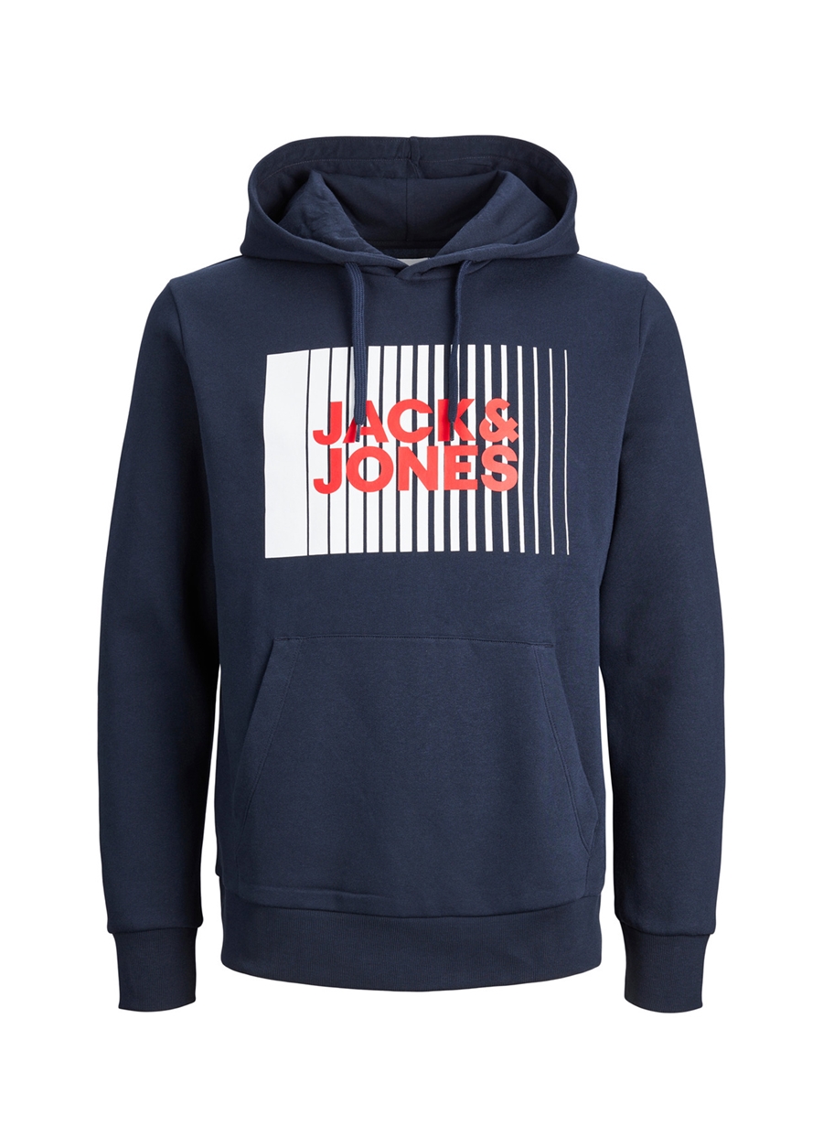 Jack & Jones Kapüşon Yaka Lacivert Erkek Sweatshırt 12233599_JJECORP LOGO SWEAT HOOD PL_3