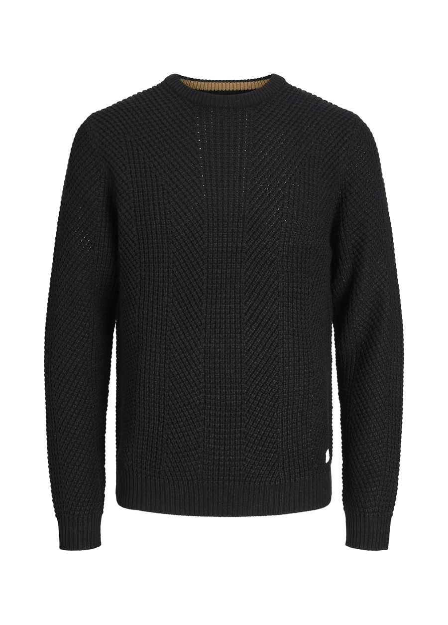 Jack & Jones Bisiklet Yaka Slim Fit Siyah Erkek Kazak 12236286_JJSTANDFORD KNIT CREW NECK_3