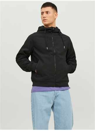 Jack & Jones Standart Siyah Erkek Ceket 12236300_JJEBASIC SOFTSHELL HOOD NO_0