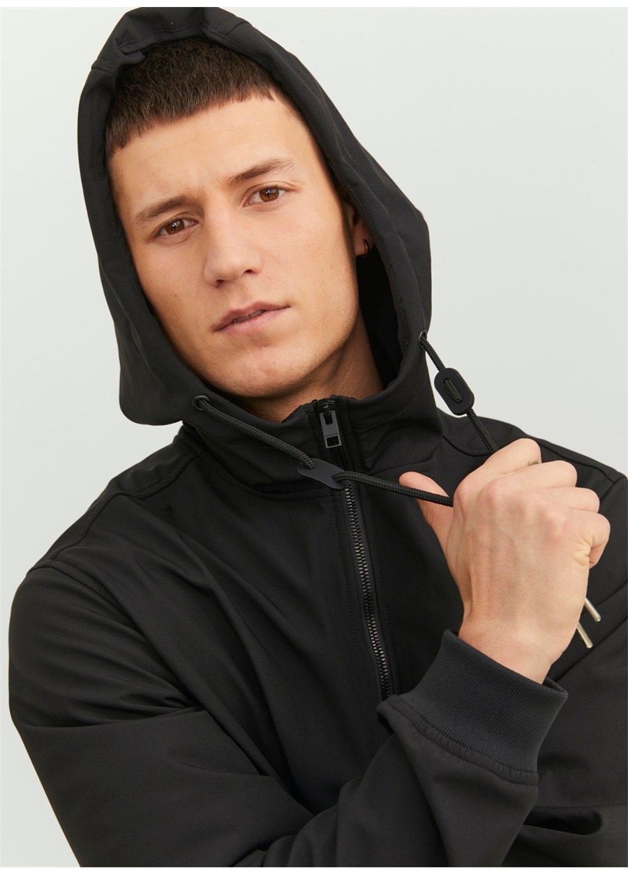 Jack & Jones Standart Siyah Erkek Ceket 12236300_JJEBASIC SOFTSHELL HOOD NO_1