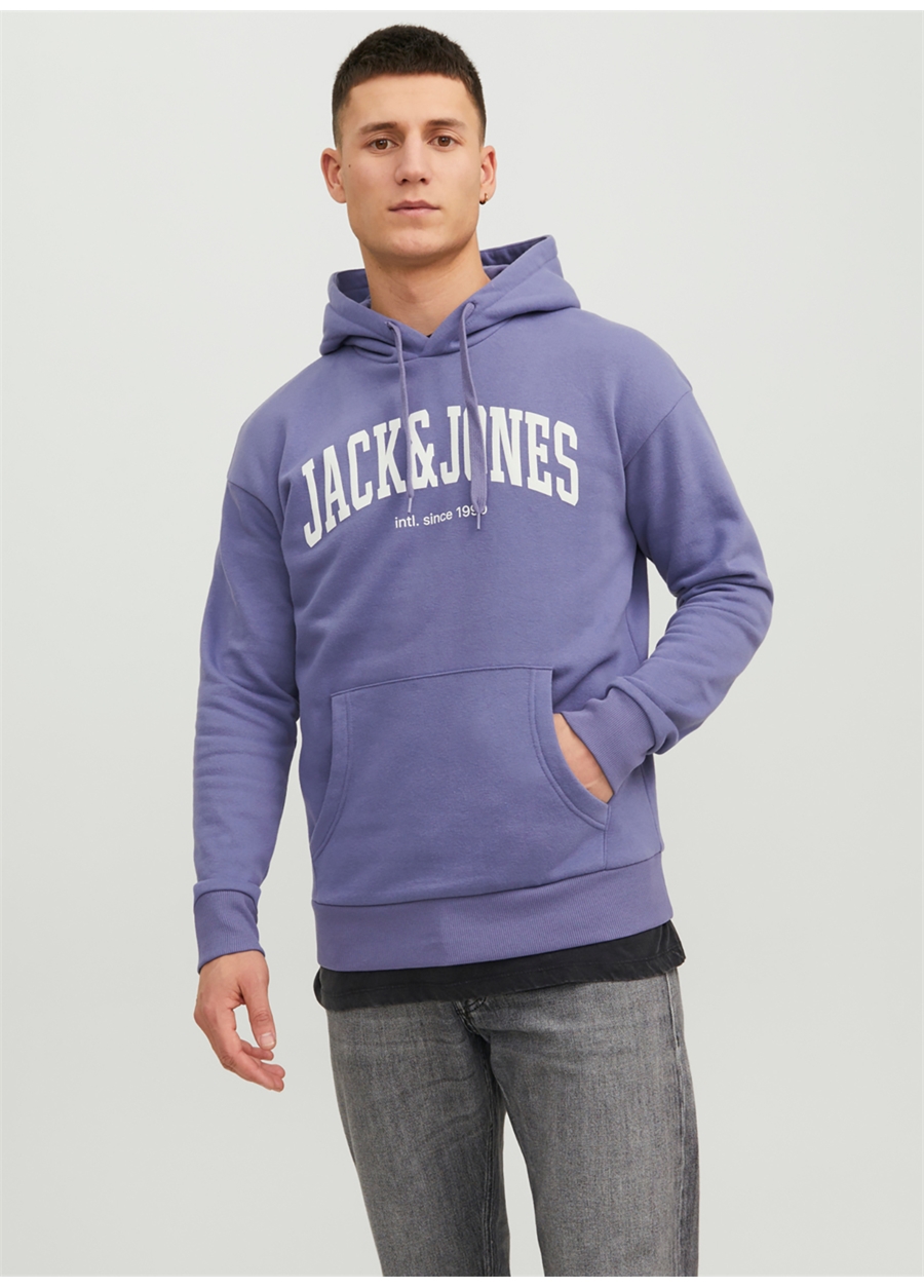 Jack & Jones Kapüşon Yaka Mor Erkek Sweatshırt 12236513_JJEJOSH SWEAT HOOD NOOS_3