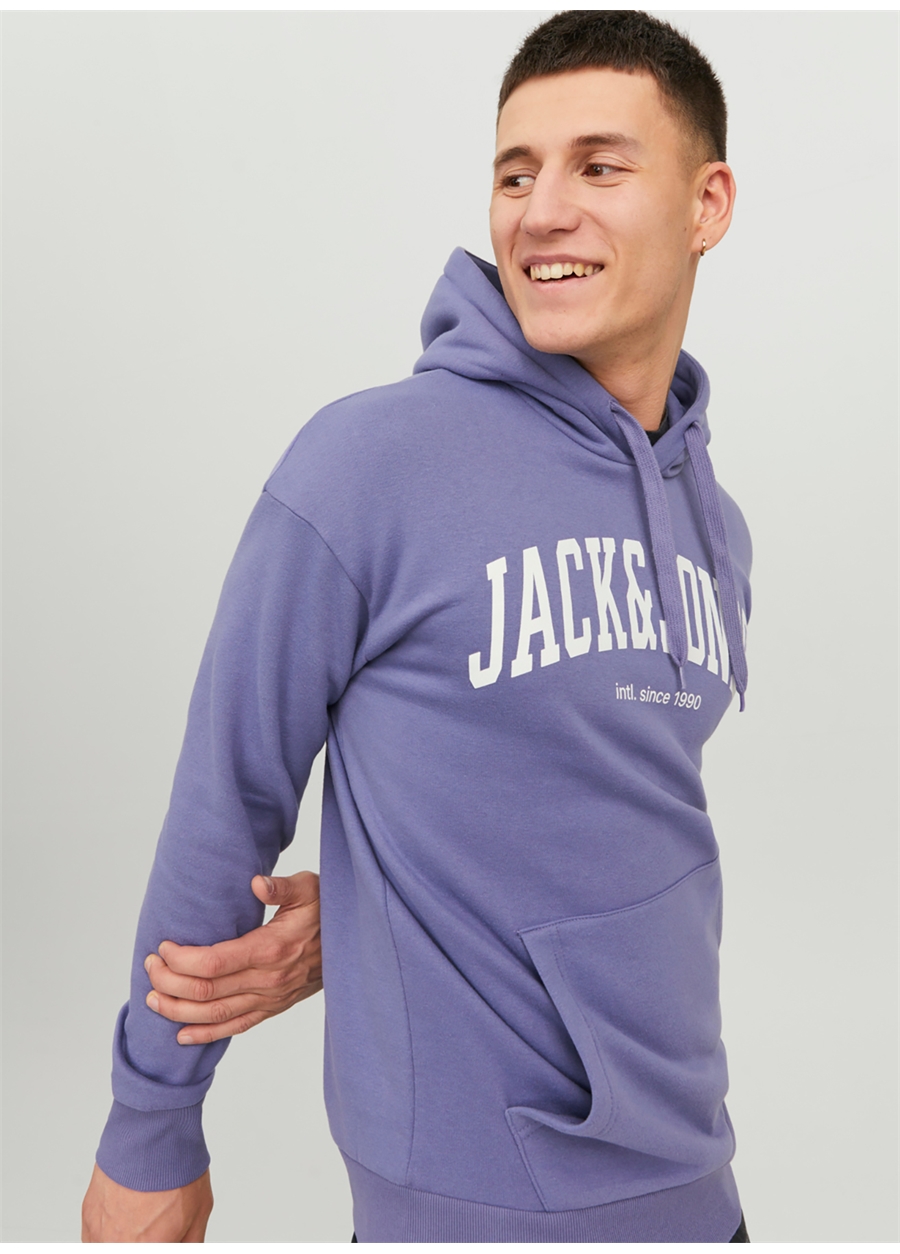 Jack & Jones Kapüşon Yaka Mor Erkek Sweatshırt 12236513_JJEJOSH SWEAT HOOD NOOS_5