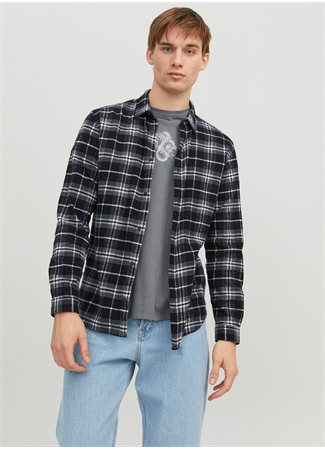 Jack & Jones Slim Fit Açık Mavi Erkek Gömlek 12237039_JJPLAIN FALL CHECK SHIRT L_1